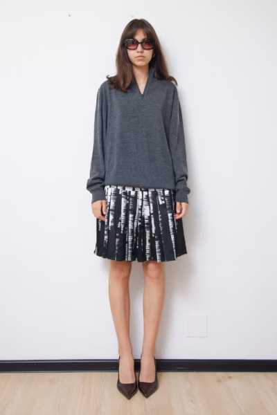 Pulover Gri Antracit Quarter-Zip din amestec de lână - Pierre Cardin - L