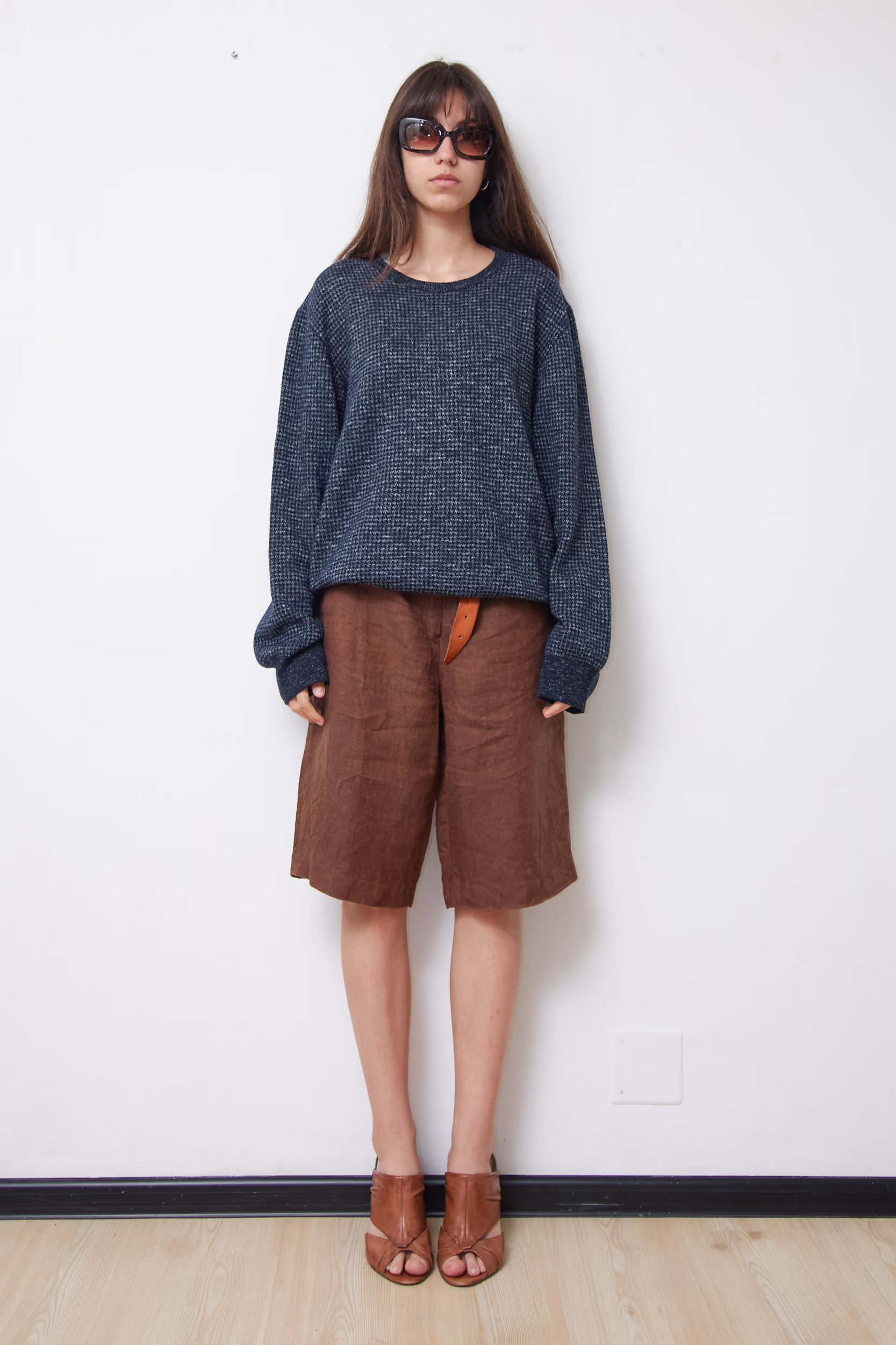 Pulover Premium Oversized în Carouri Alveolare Bicolore - Trussardi Jeans - L - imagine 2