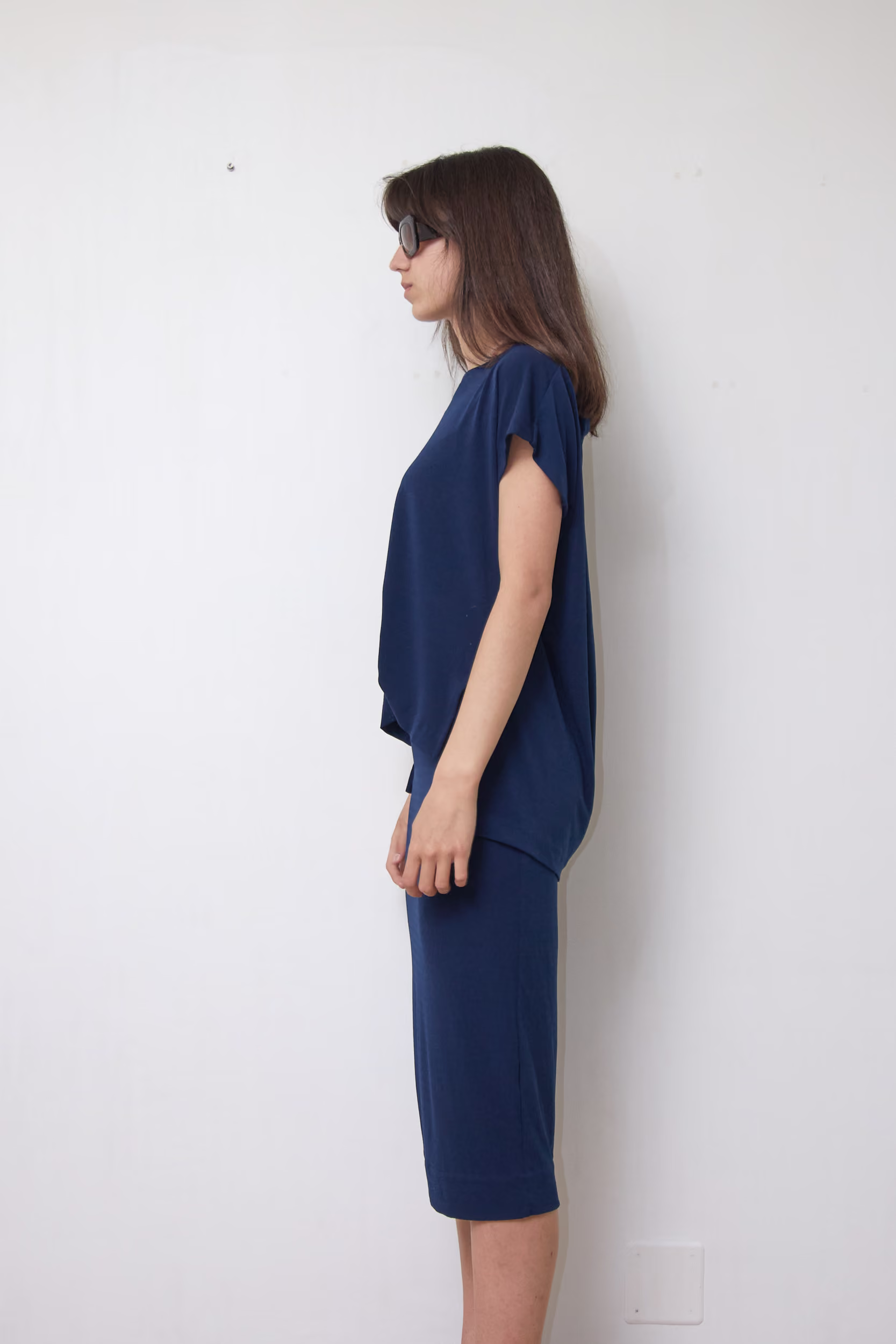 Rochie Premium 2-în-1 Bleumarin din Jerseu Tehnic Drapat - By Malene Birger - XS/S - imagine 2