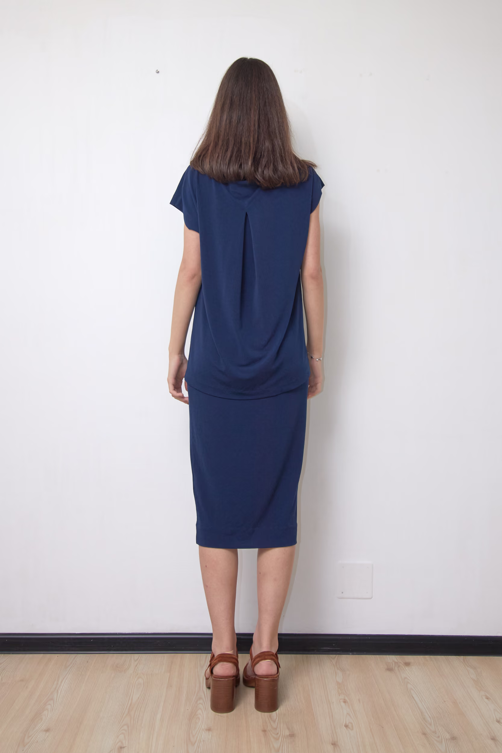 Rochie Premium 2-în-1 Bleumarin din Jerseu Tehnic Drapat - By Malene Birger - XS/S - imagine 3