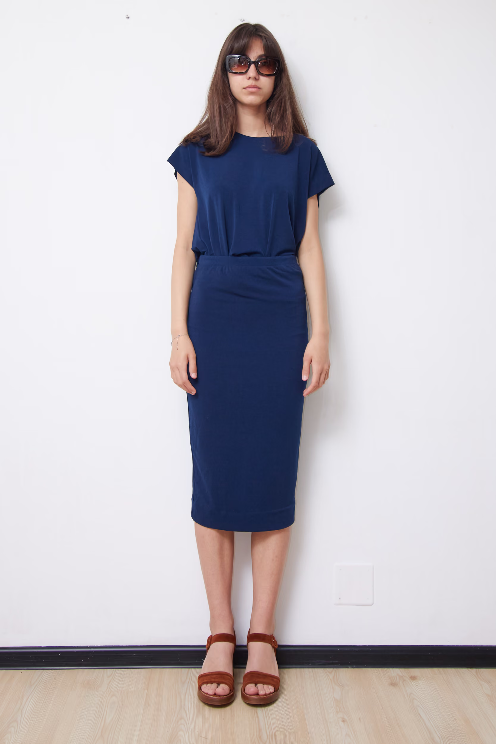 Rochie Premium 2-în-1 Bleumarin din Jerseu Tehnic Drapat - By Malene Birger - XS/S - imagine 5