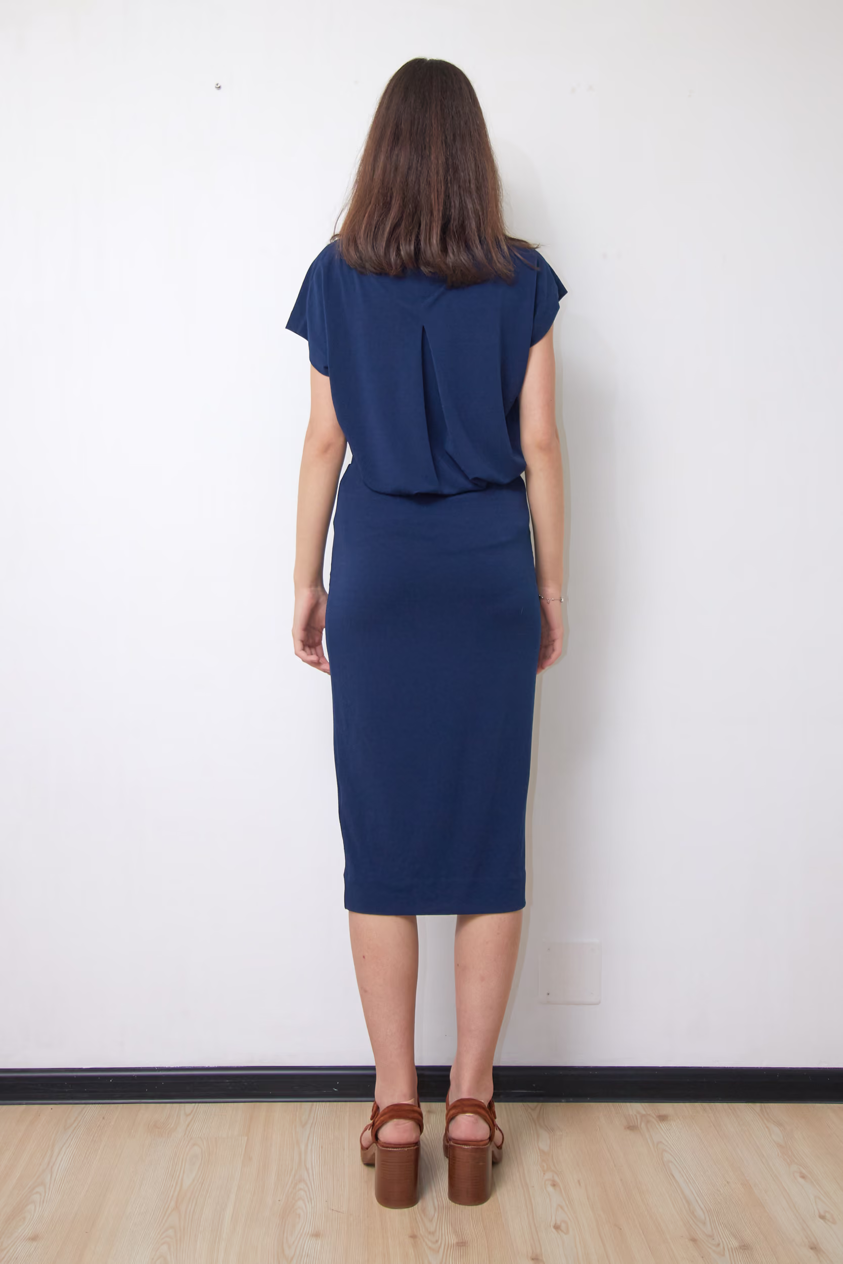 Rochie Premium 2-în-1 Bleumarin din Jerseu Tehnic Drapat - By Malene Birger - XS/S - imagine 6