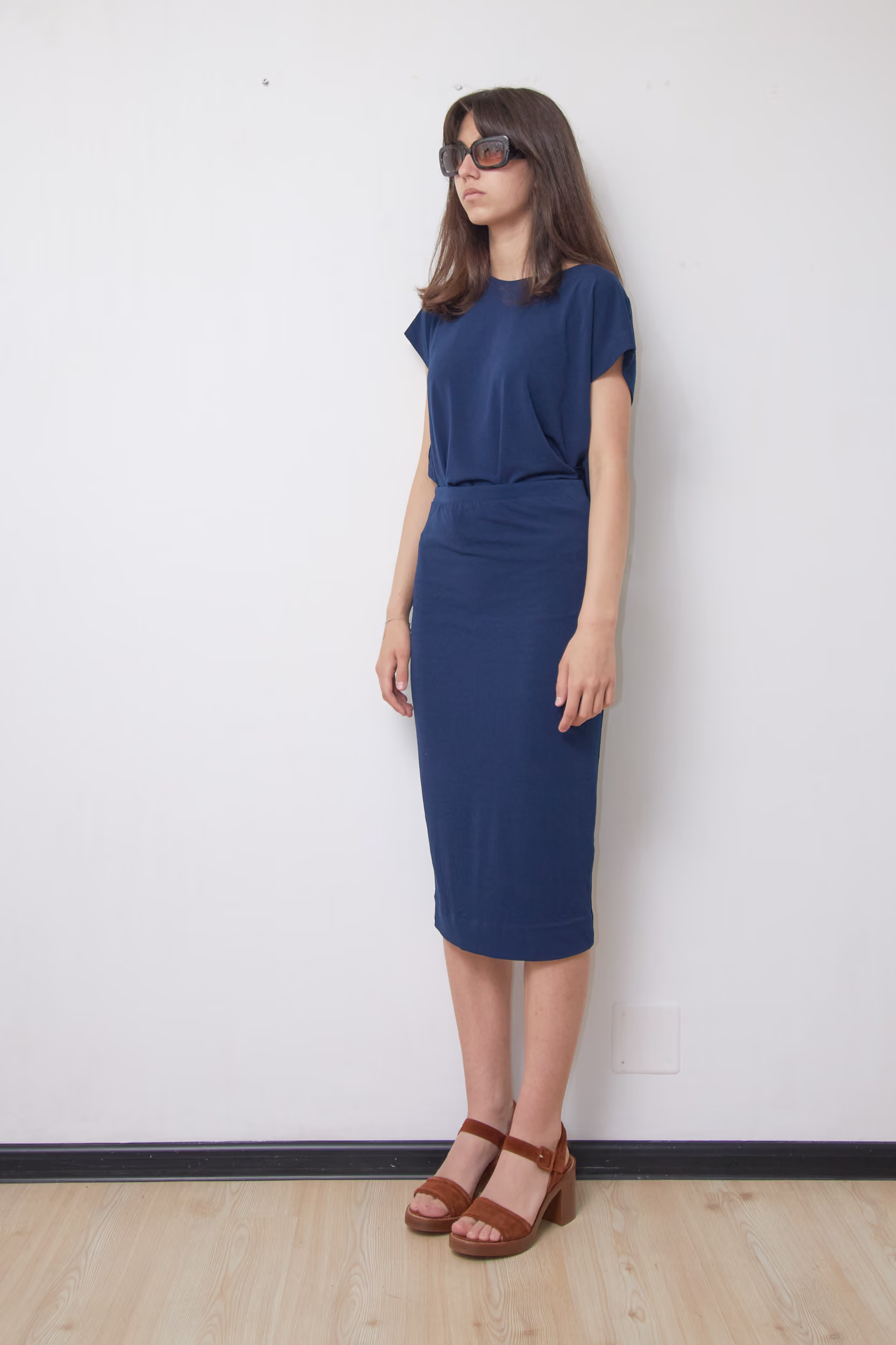 Rochie Premium 2-în-1 Bleumarin din Jerseu Tehnic Drapat - By Malene Birger - XS/S - imagine 7
