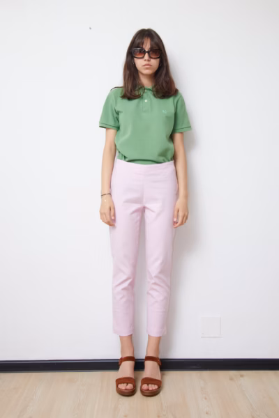 Pantaloni Țigaretă Roz Pudră din Pânză de Bumbac Premium - Luisa Spagnoli - XS/S