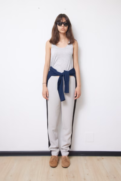 Pantaloni Tip Track-Pants Grej cu Dungă Laterală - Trussardi Jeans - S/M