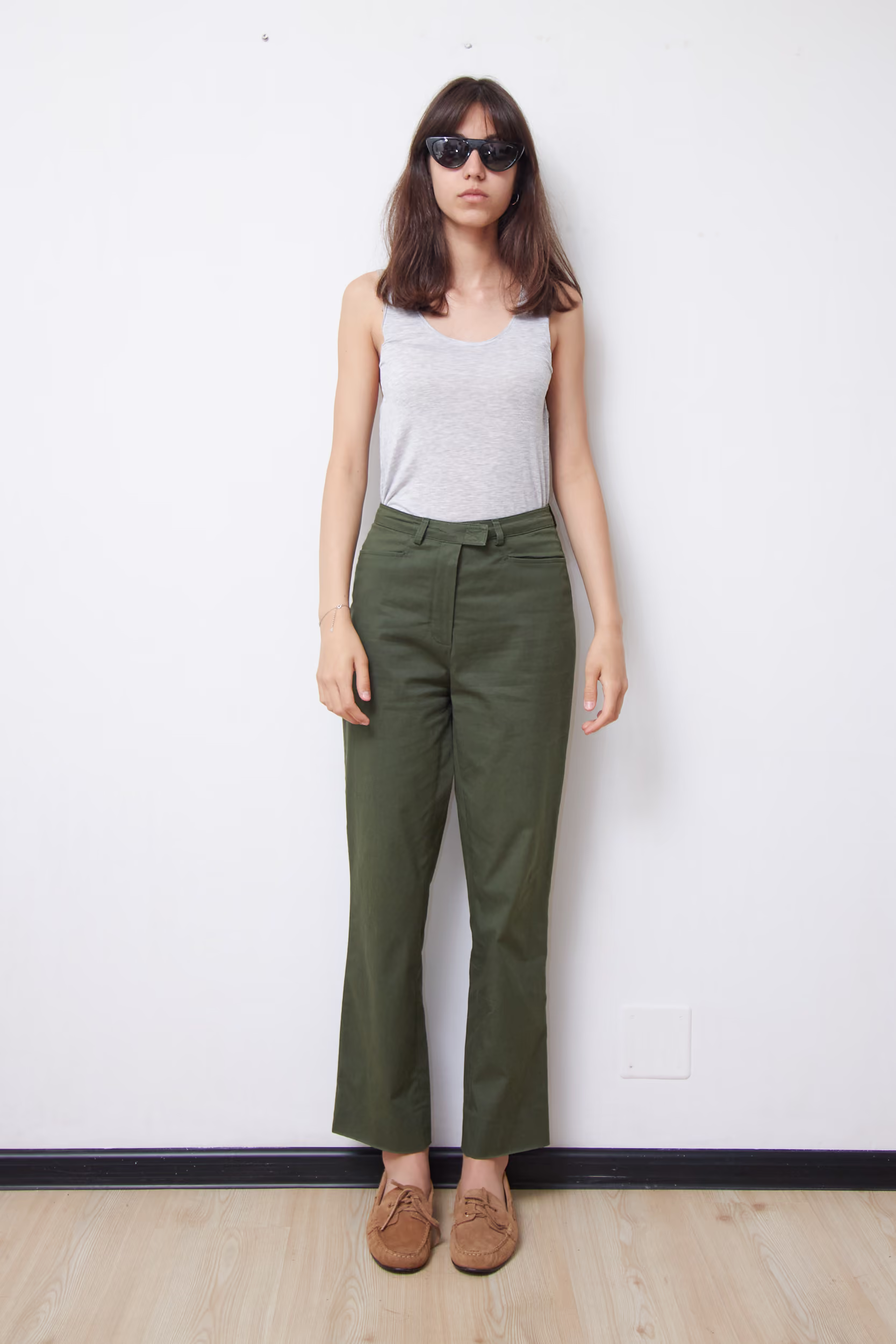 Pantaloni Chino Verde Kaki din Bumbac Premium Stretch - Luisa Spagnoli - XS/S - imagine 7