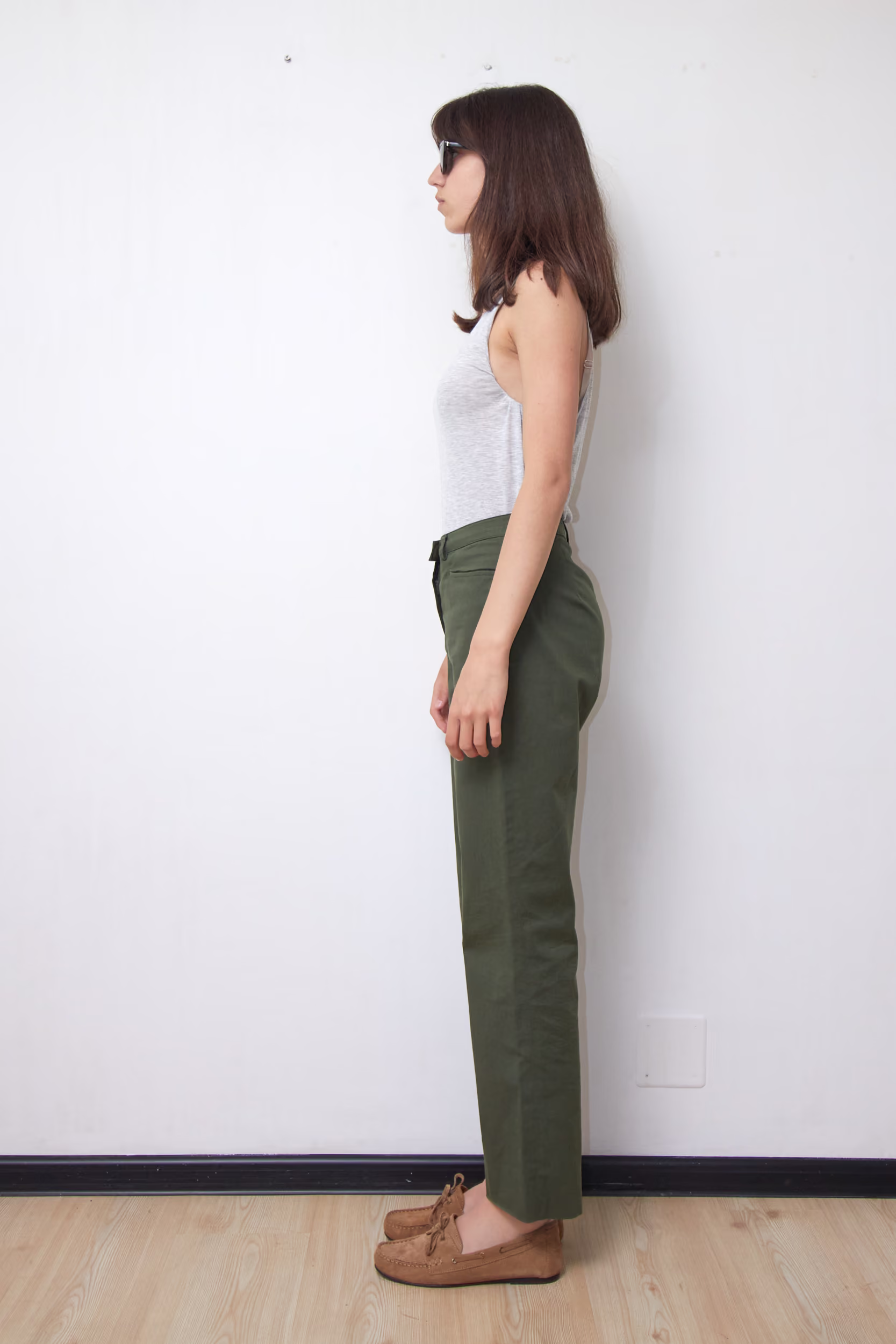 Pantaloni Chino Verde Kaki din Bumbac Premium Stretch - Luisa Spagnoli - XS/S - imagine 2