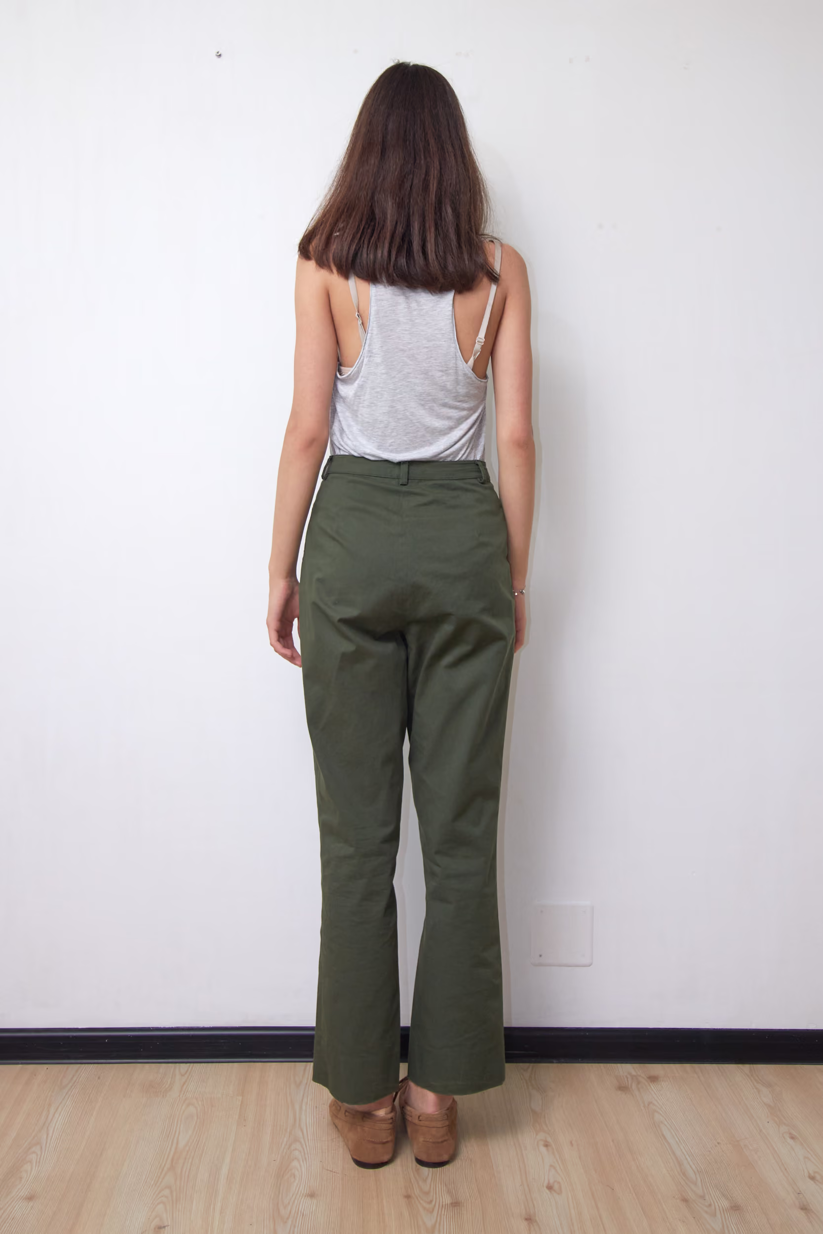 Pantaloni Chino Verde Kaki din Bumbac Premium Stretch - Luisa Spagnoli - XS/S - imagine 3