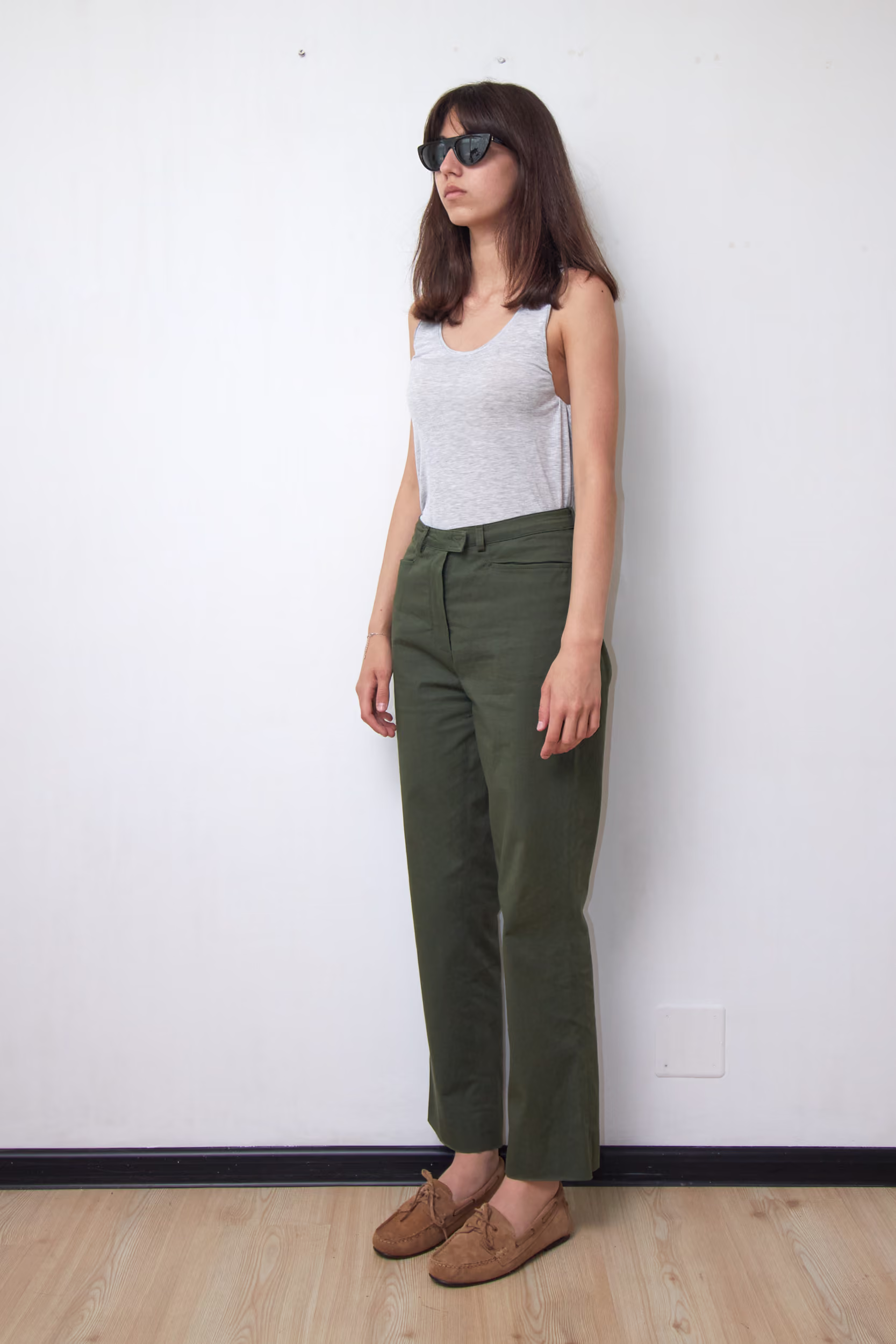 Pantaloni Chino Verde Kaki din Bumbac Premium Stretch - Luisa Spagnoli - XS/S - imagine 4