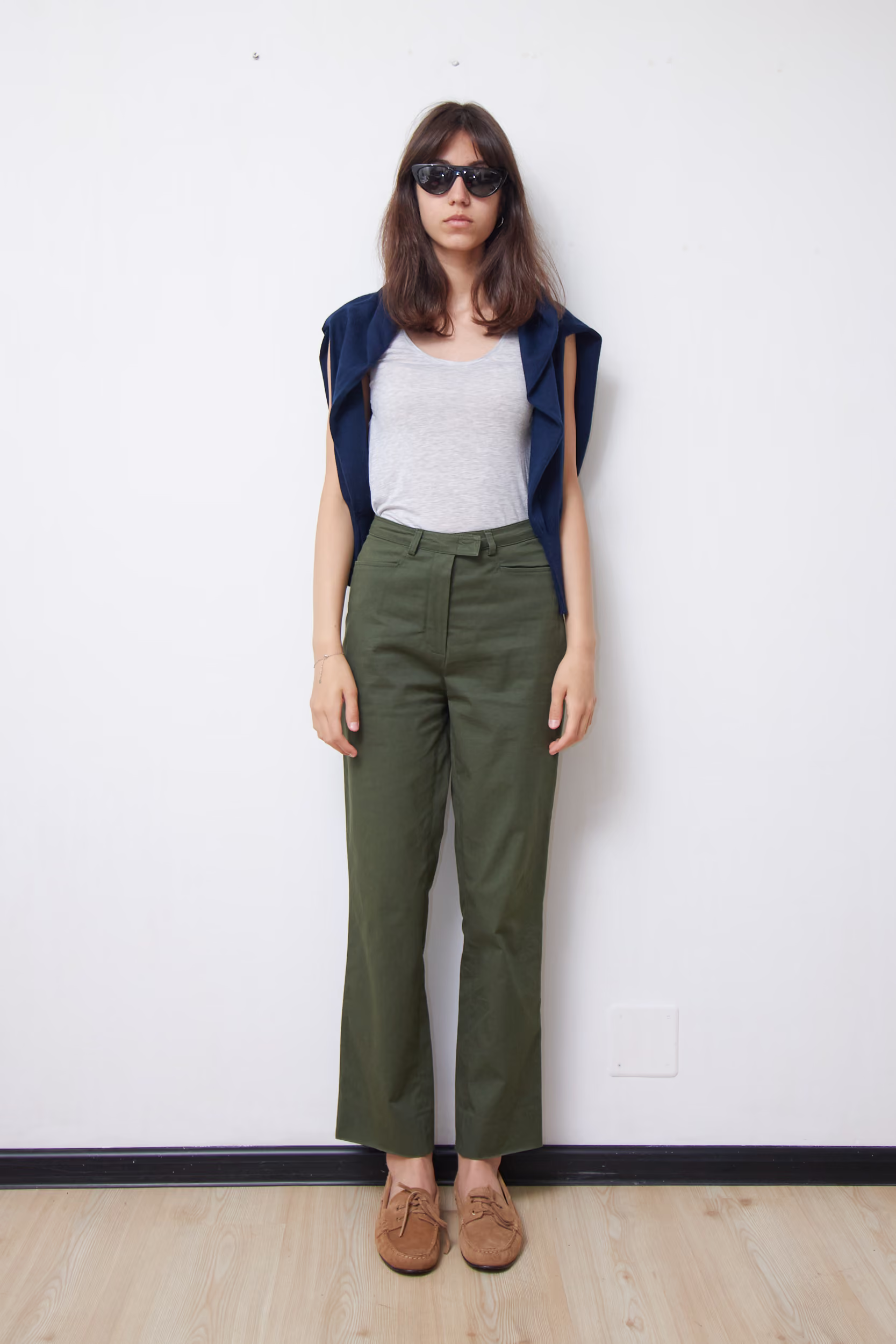 Pantaloni Chino Verde Kaki din Bumbac Premium Stretch - Luisa Spagnoli - XS/S