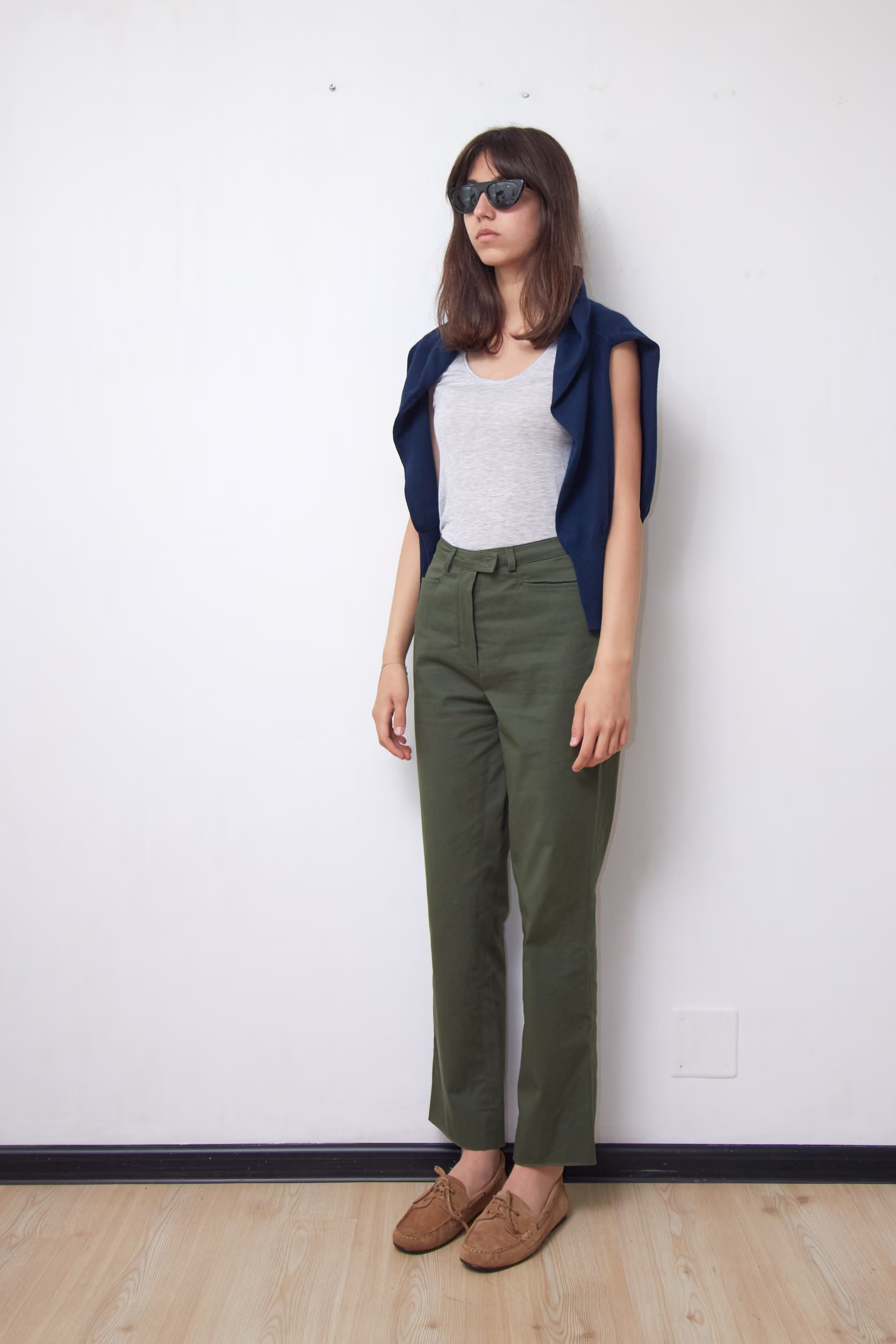 Pantaloni Chino Verde Kaki din Bumbac Premium Stretch - Luisa Spagnoli - XS/S - imagine 6