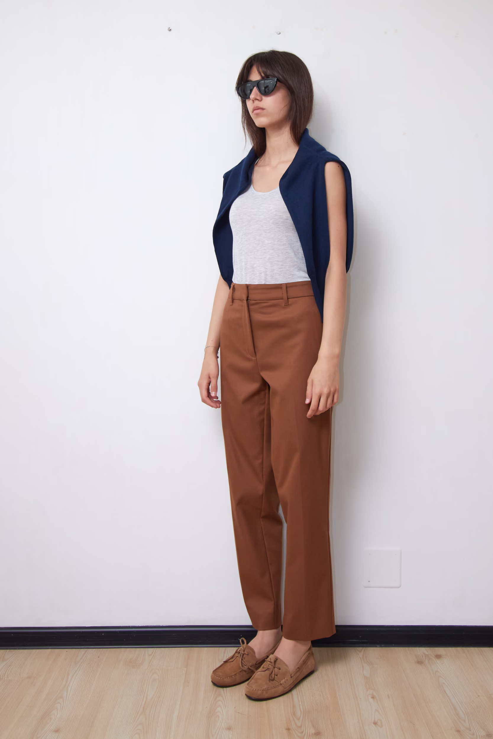 Pantaloni Chino Maro-Scorțișoară cu Croială Dreaptă- Marella - M/L