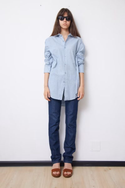 Cămașă în carouri albastru-deschis - Calvin Klein - XL