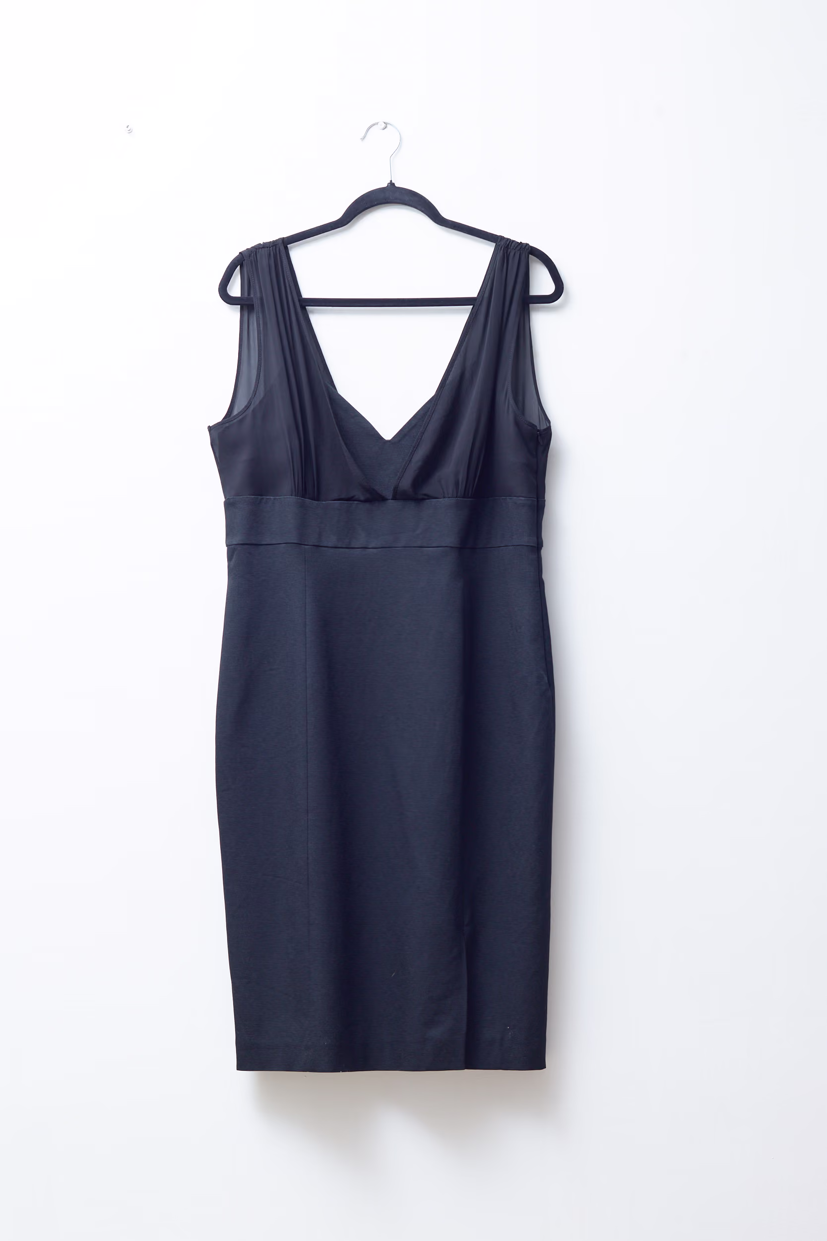 Rochie de Cocktail Neagră Midi cu Decolteu Drapat în V - Marella by MaxMara - L/XL