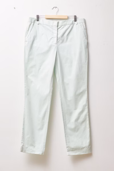 Pantaloni Pantaloni Chino Noi cu Etichetă Mint-Green din Poplin de Bumbac 100% - COS - L