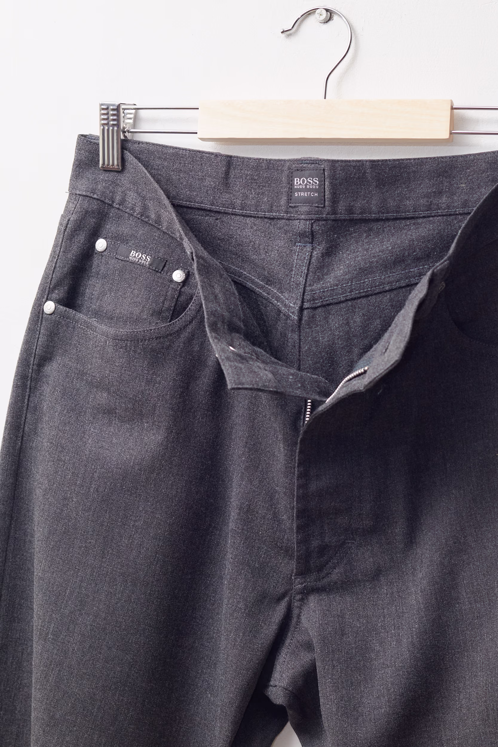 Pantaloni Tailored Gri-Antracit din Amestec de Lână, Model Montana - Hugo Boss - M - imagine 3