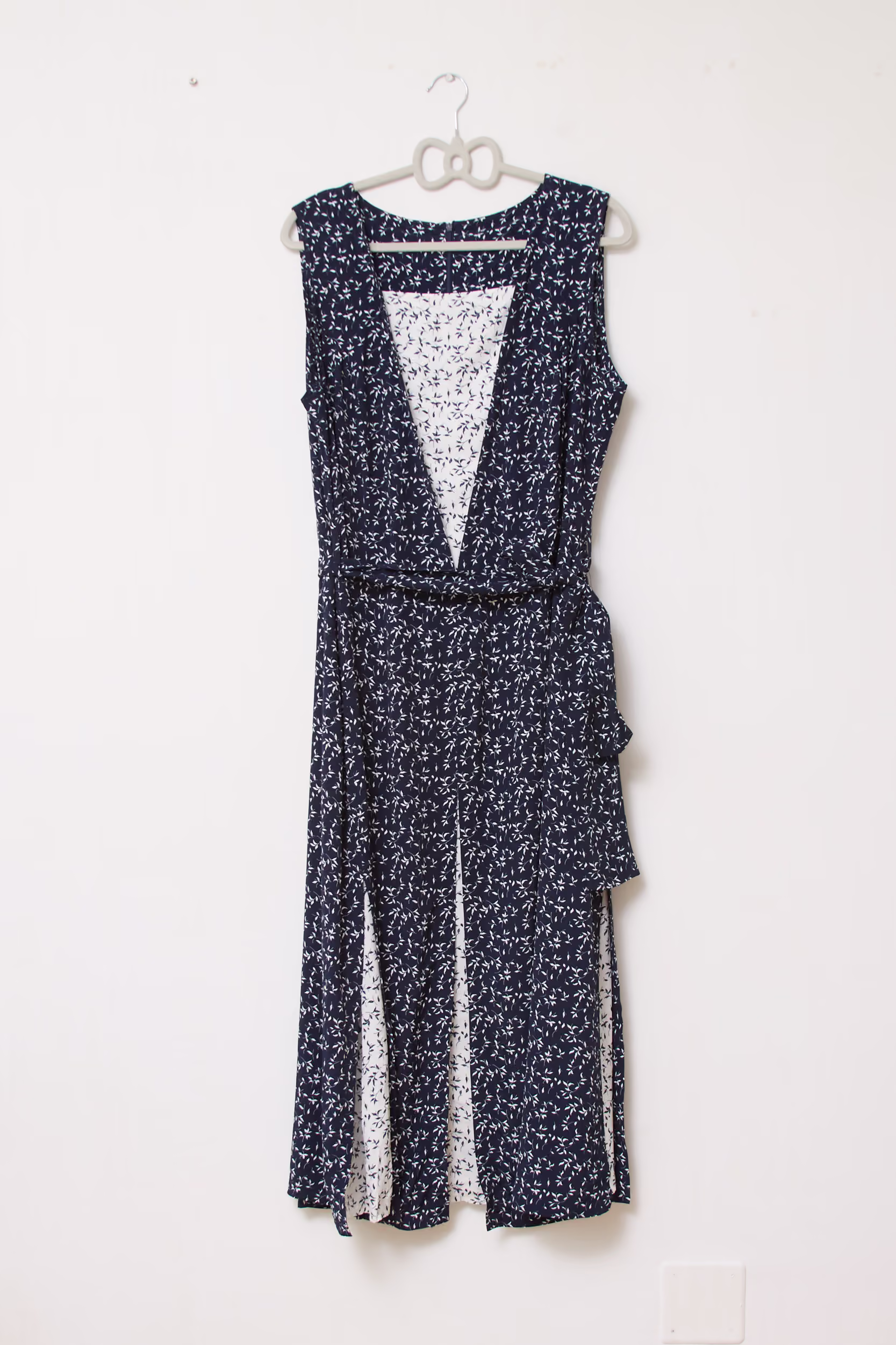 Rochie Midi/Maxi Nouă cu Etichetă, Bleumarin-Inversat, Design Trompe-l'œil - Vintage - 2XL