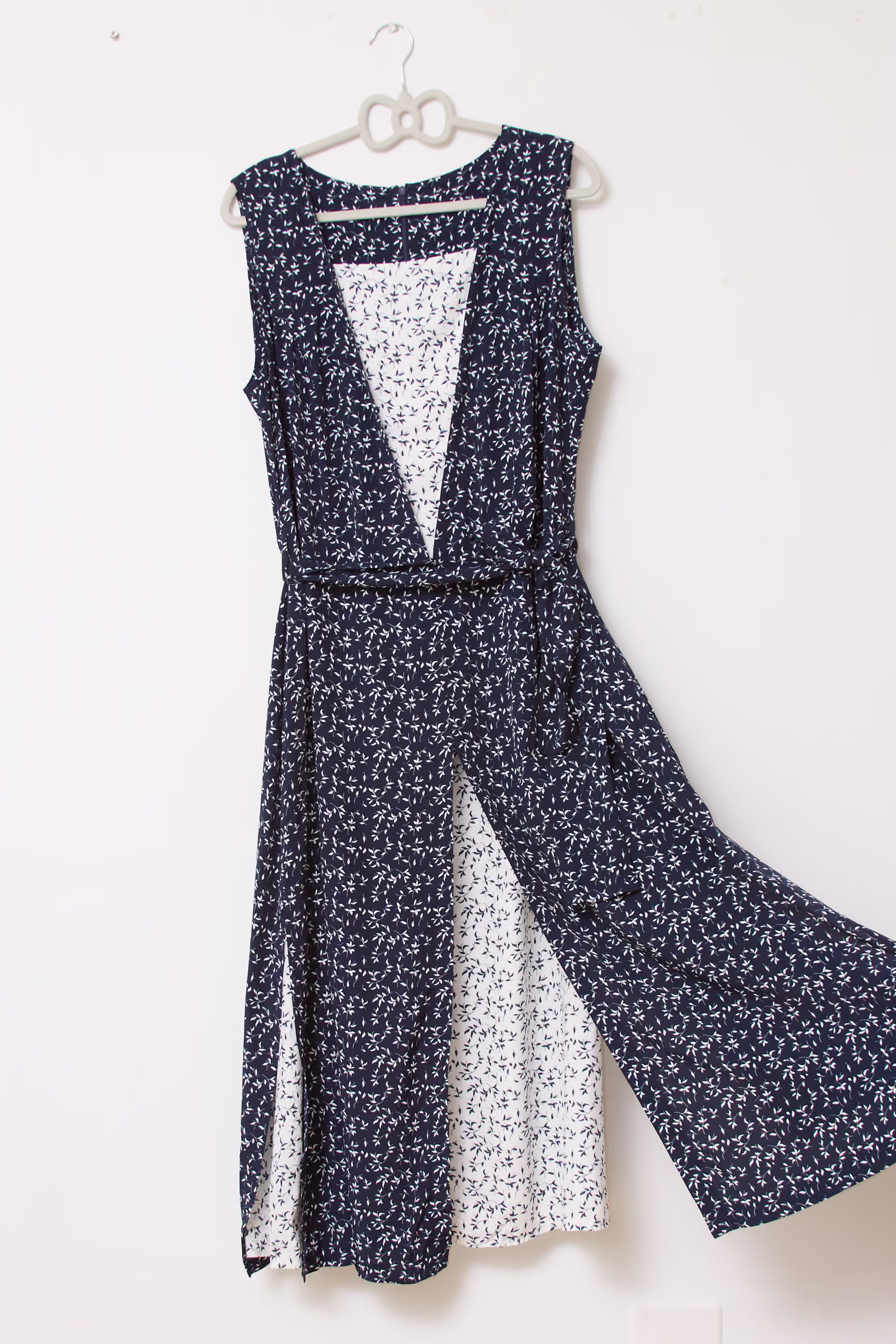 Rochie Midi/Maxi Nouă cu Etichetă, Bleumarin-Inversat, Design Trompe-l'œil - Vintage - 2XL - imagine 2