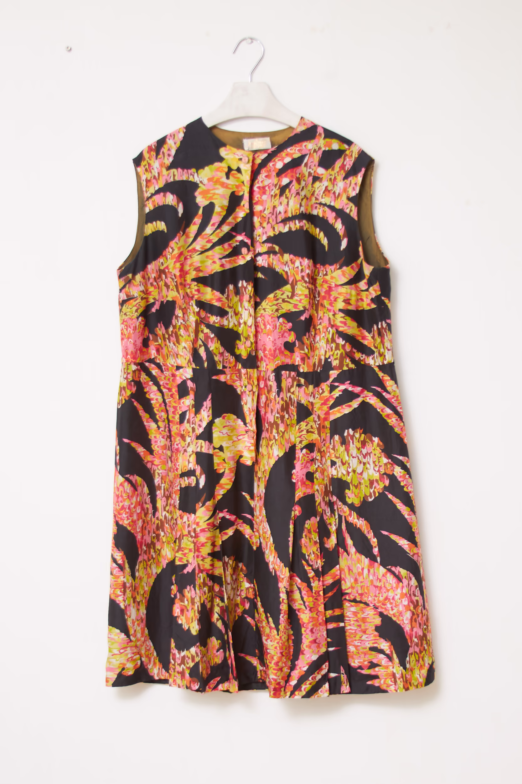 Rochie Baronia din Mătase Naturală 100%, Imprimeu Abstract Tropical - Vintage - XL