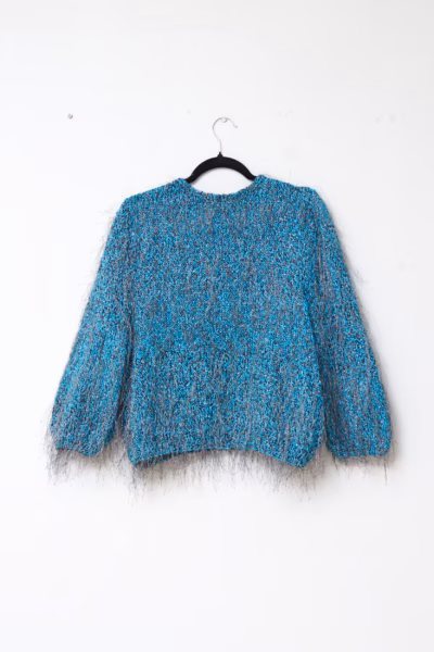 Pulover Vintage Metalizat Studio 54 cu Franjuri Fine și Fir Lurex - M/L