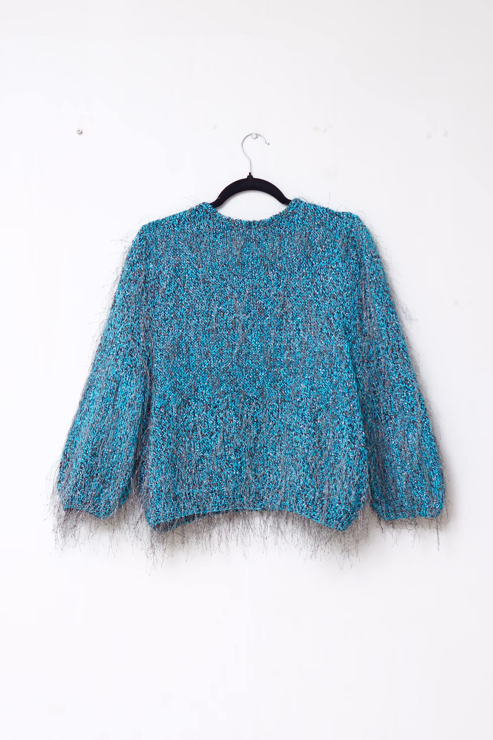 Pulover Vintage Metalizat Studio 54 cu Franjuri Fine și Fir Lurex - M/L