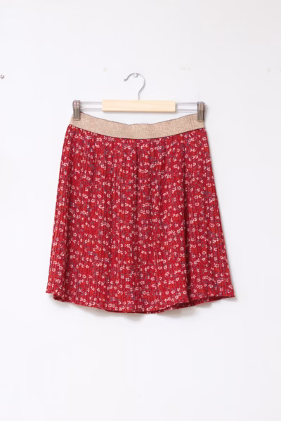 Fustă Mini Plisată cu Imprimeu Floral și Betelie Lurex - M