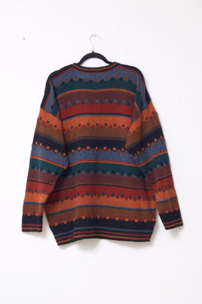 Pulover Vintage Kolor Knits Multicolor din Lână Pură 100% fabricat în Irlanda - Vintage - XL