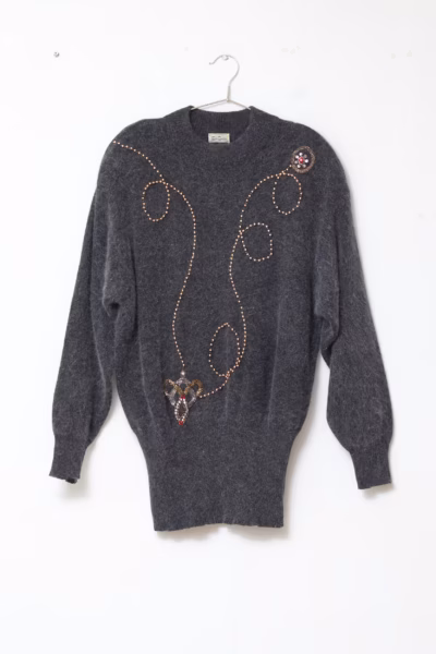 Pulover Pulover Vintage Betty Barclay din Lână și Angora și Aplicații din Mărgele - L/XL