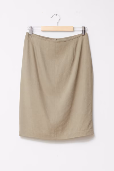 Fustă Vintage René Lezard din 100% Mătase Naturală – Bej Salvie - Vintage - S