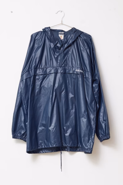 Jachetă Anorak de vânt Vintage Adidas – Bleumarin Satinat - Adidas - L