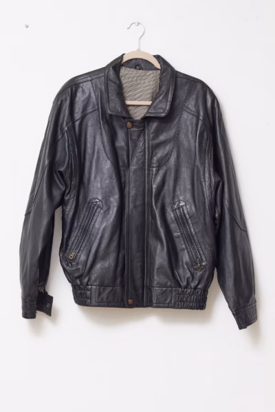 Geacă Vintage Bomber din Piele Nappa – Căptușeală Pepit - Vintage - L