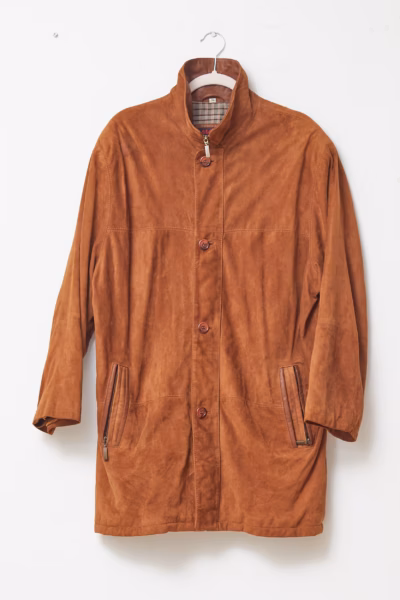 Jachetă Vintage Maddox din Piele Întoarsă Naturală – Maro Cognac - Vintage - XL