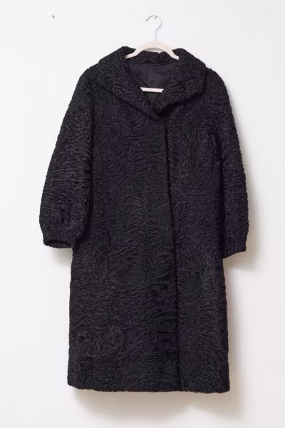 Palton Vintage din Blană Naturală de Astrahan (Karakul) - Vintage - M
