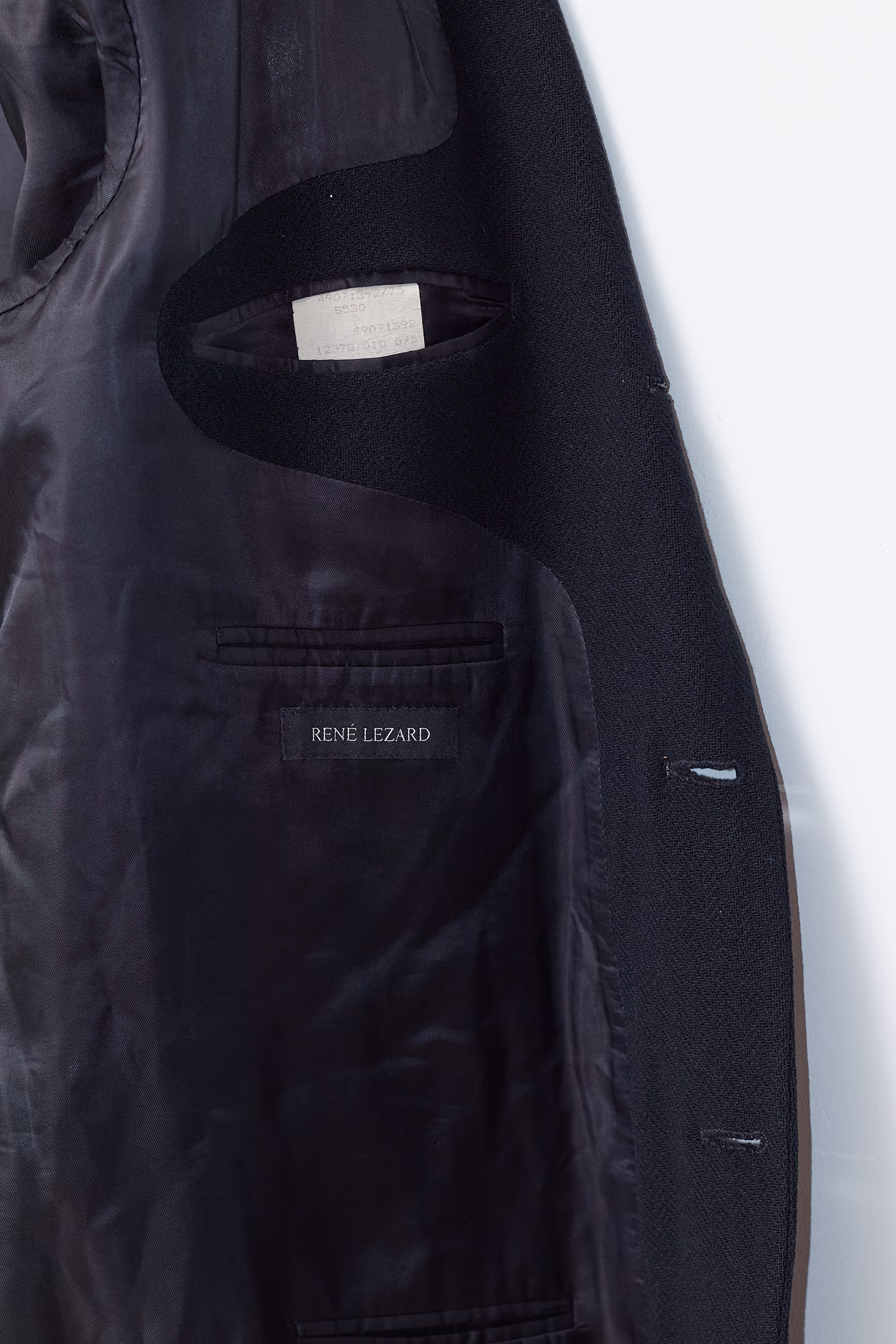 Sacou /Palton Scurt René Lezard din Lână Virgină Negru Texturat - Vintage - XL - imagine 7