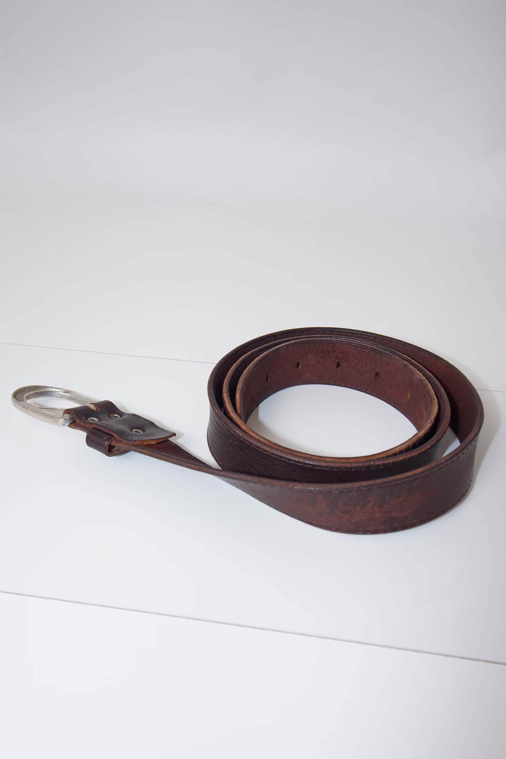 Curea din Piele Naturală Dark Brown - Vintage - 105 - imagine 2