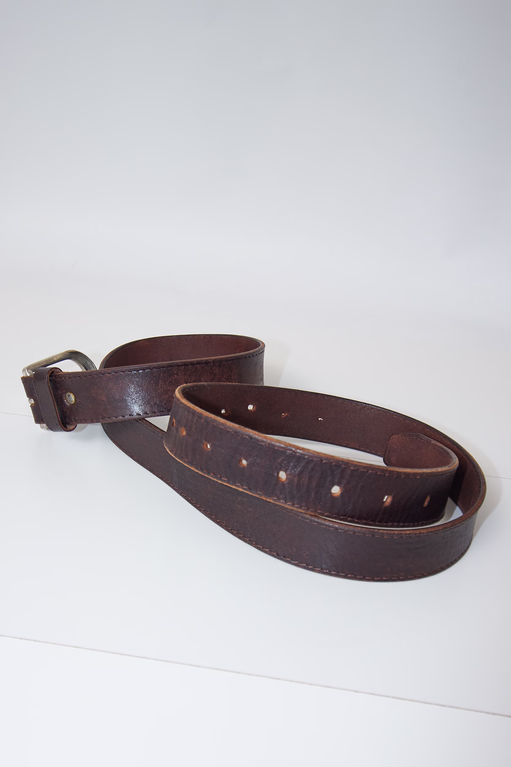 Curea din Piele Naturală Dark Brown - Vintage - 105 - imagine 4