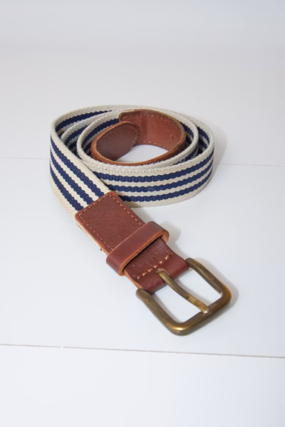 Curea din Textil și Piele Mariniere - Vintage - 100