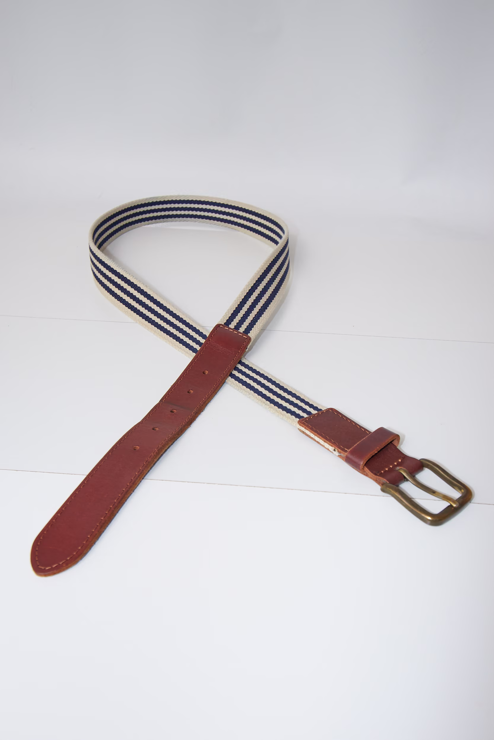 Curea din Textil și Piele Mariniere - Vintage - 100 - imagine 2