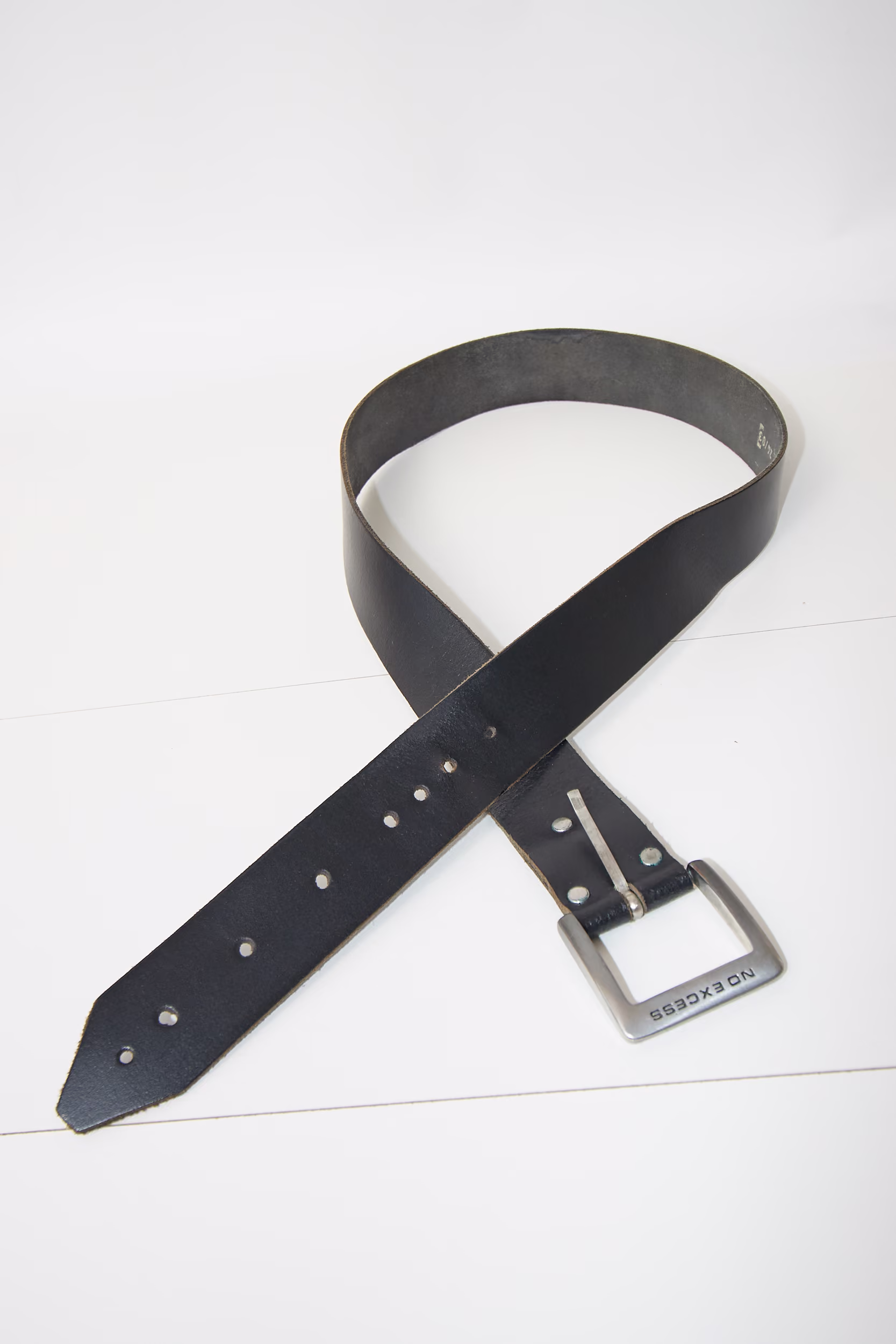 Curea din Piele Neagră No Excess - Vintage - 85 - imagine 2