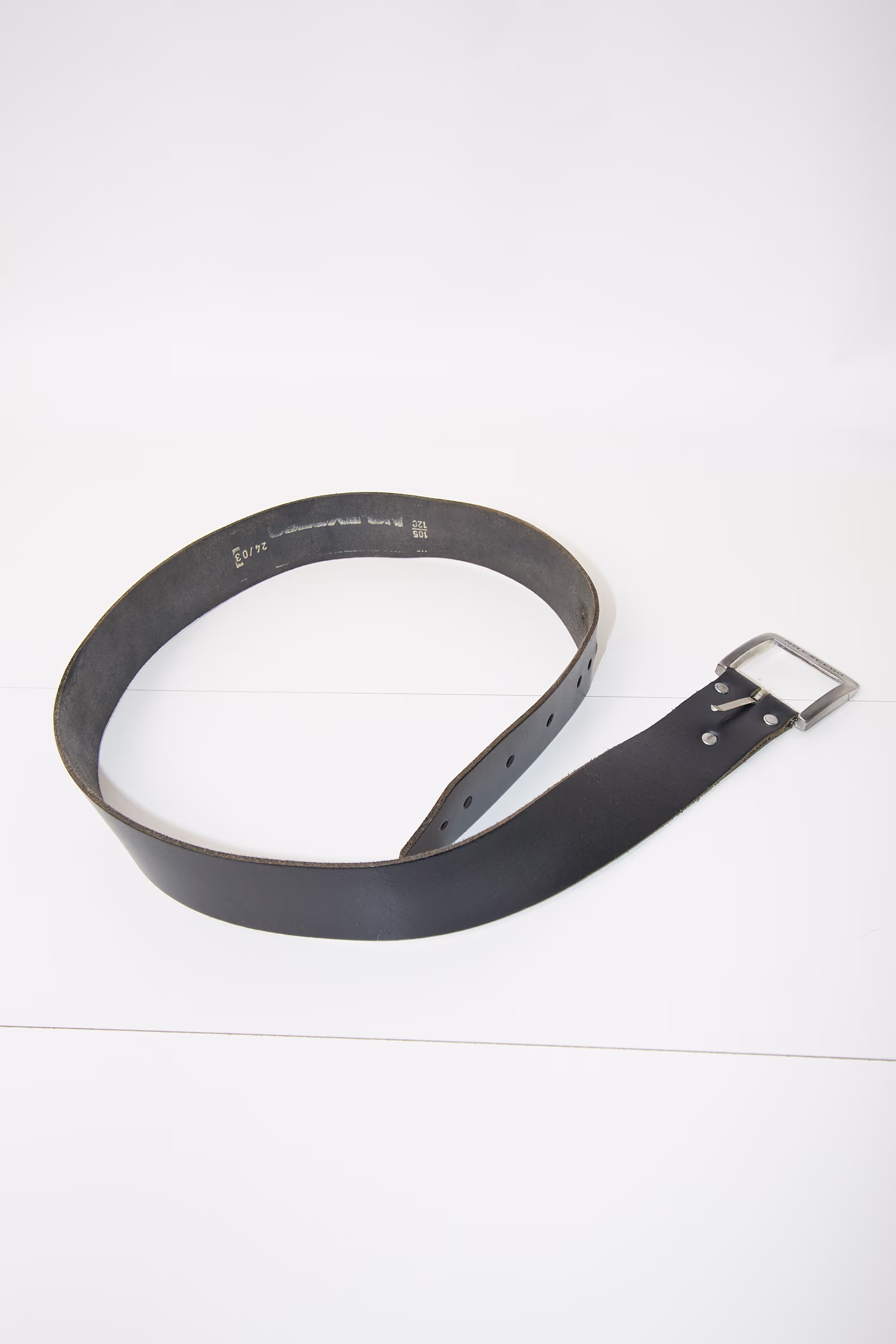 Curea din Piele Neagră No Excess - Vintage - 85 - imagine 3