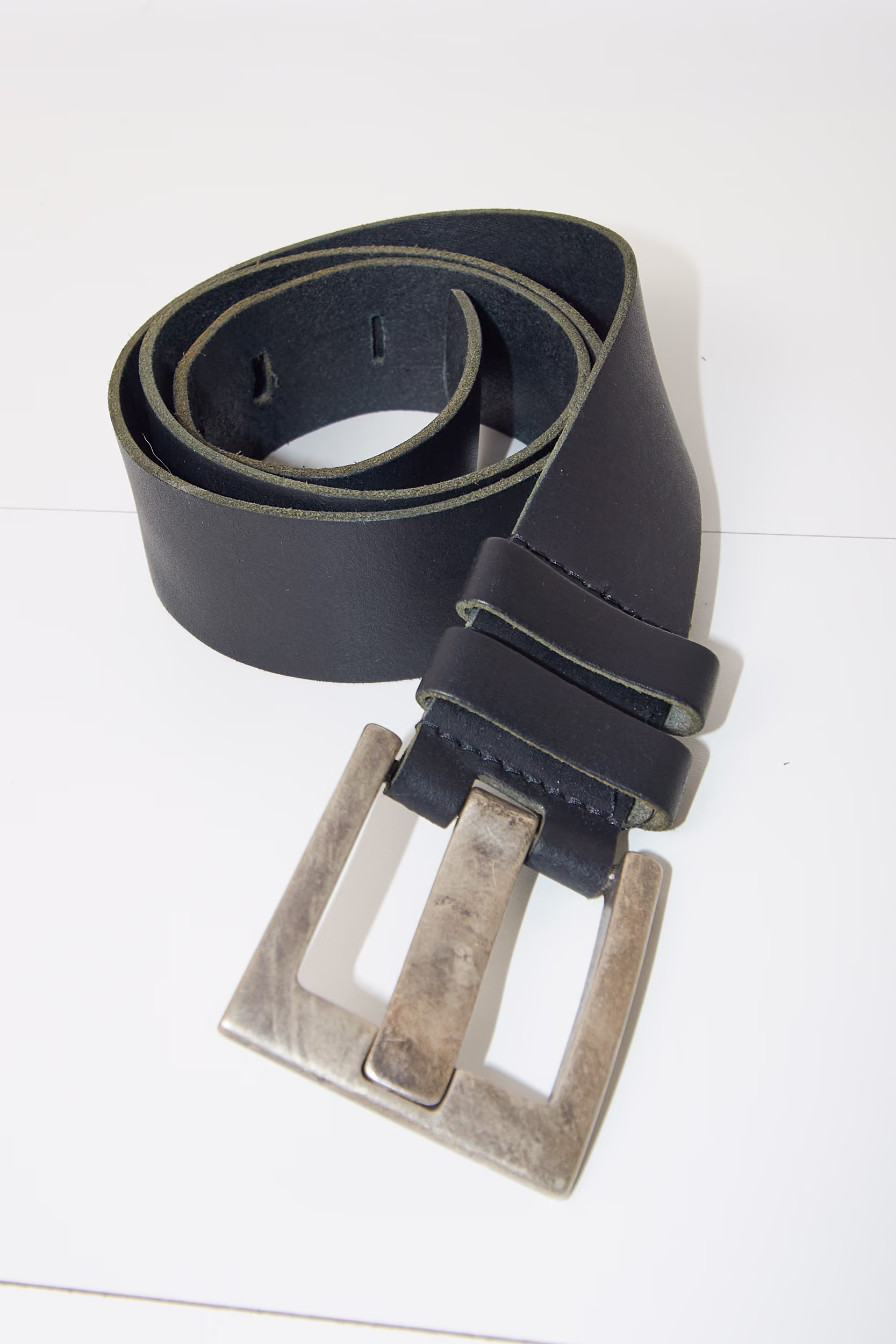 Curea din Piele Naturală Black - Vintage - 90 - imagine 3
