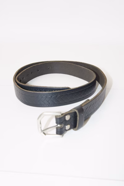 Curea din Piele Naturală cu textură împletită - Vintage - 80