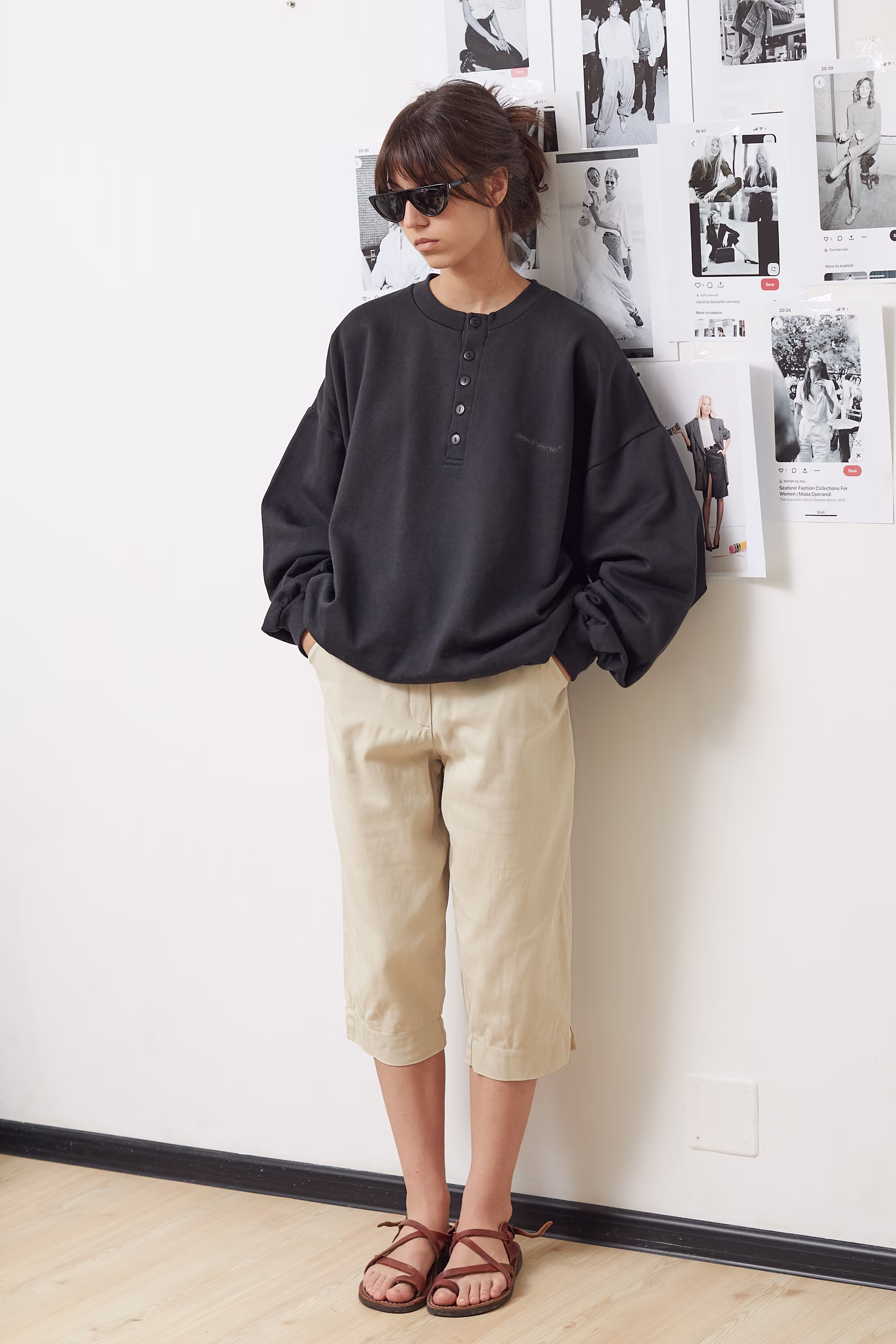 Pantaloni Capri Vintage din Bumbac Crem/ Y2K – S - imagine 9