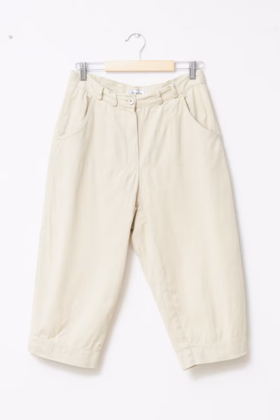 Pantaloni Capri Vintage din Bumbac Crem/ Y2K – S