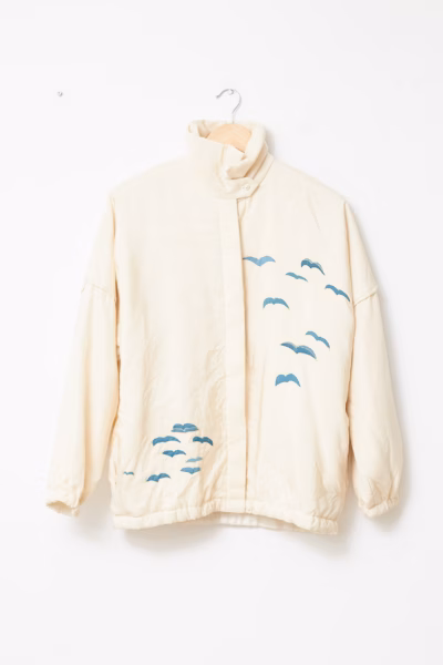 Jachetă Puffer / Bomber True Vintage din 100% Mătase Naturală – Silk Land - M/L