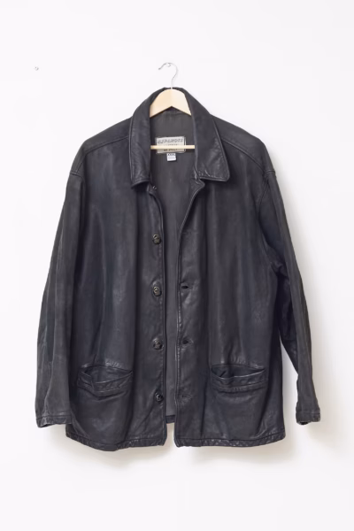 Jachetă din Piele Naturală Vintage Asparoke Made in Italy - XXL
