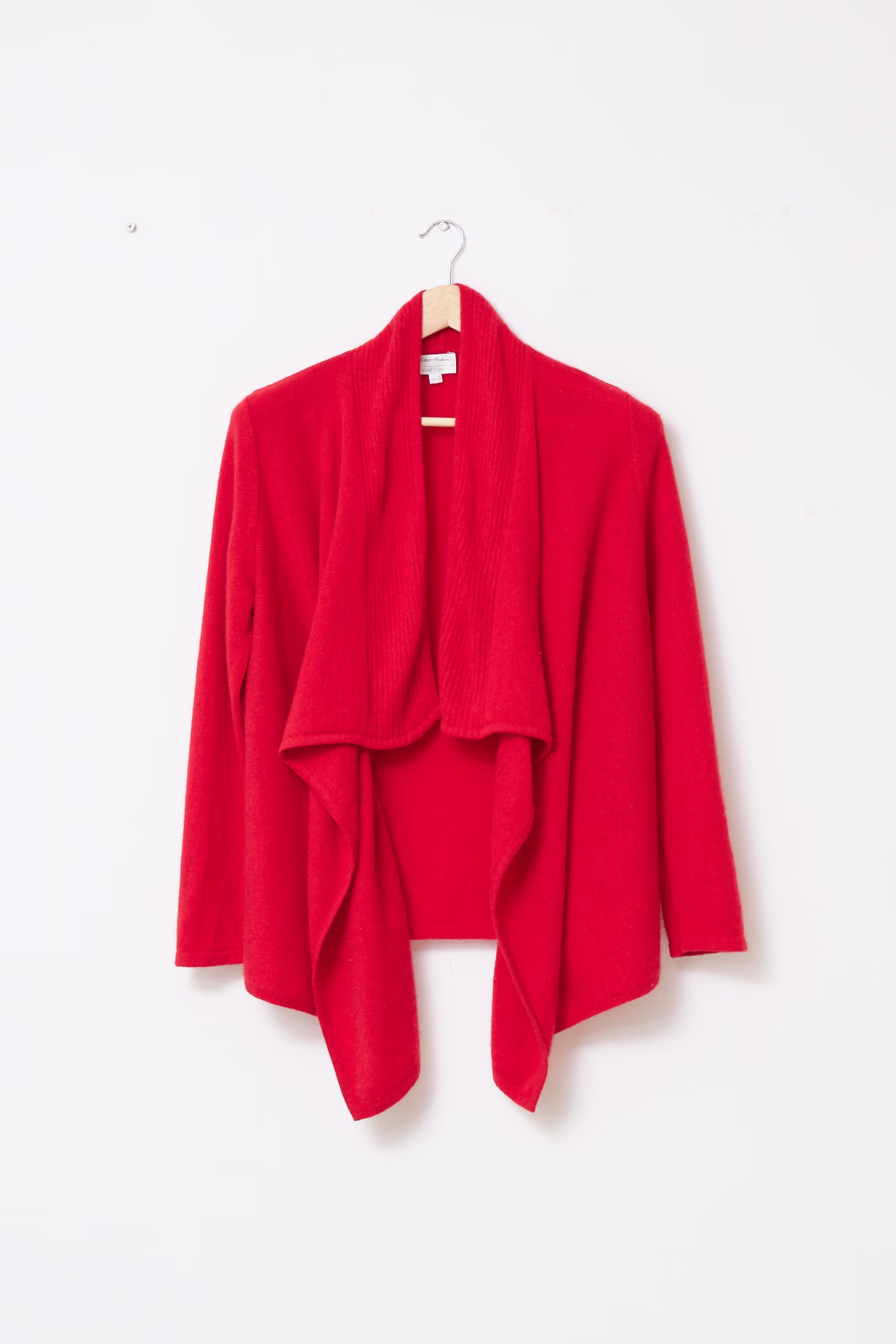 Cardigan Drapat din Cașmir 100% Roșu – Peter Hahn - M/L - imagine 2
