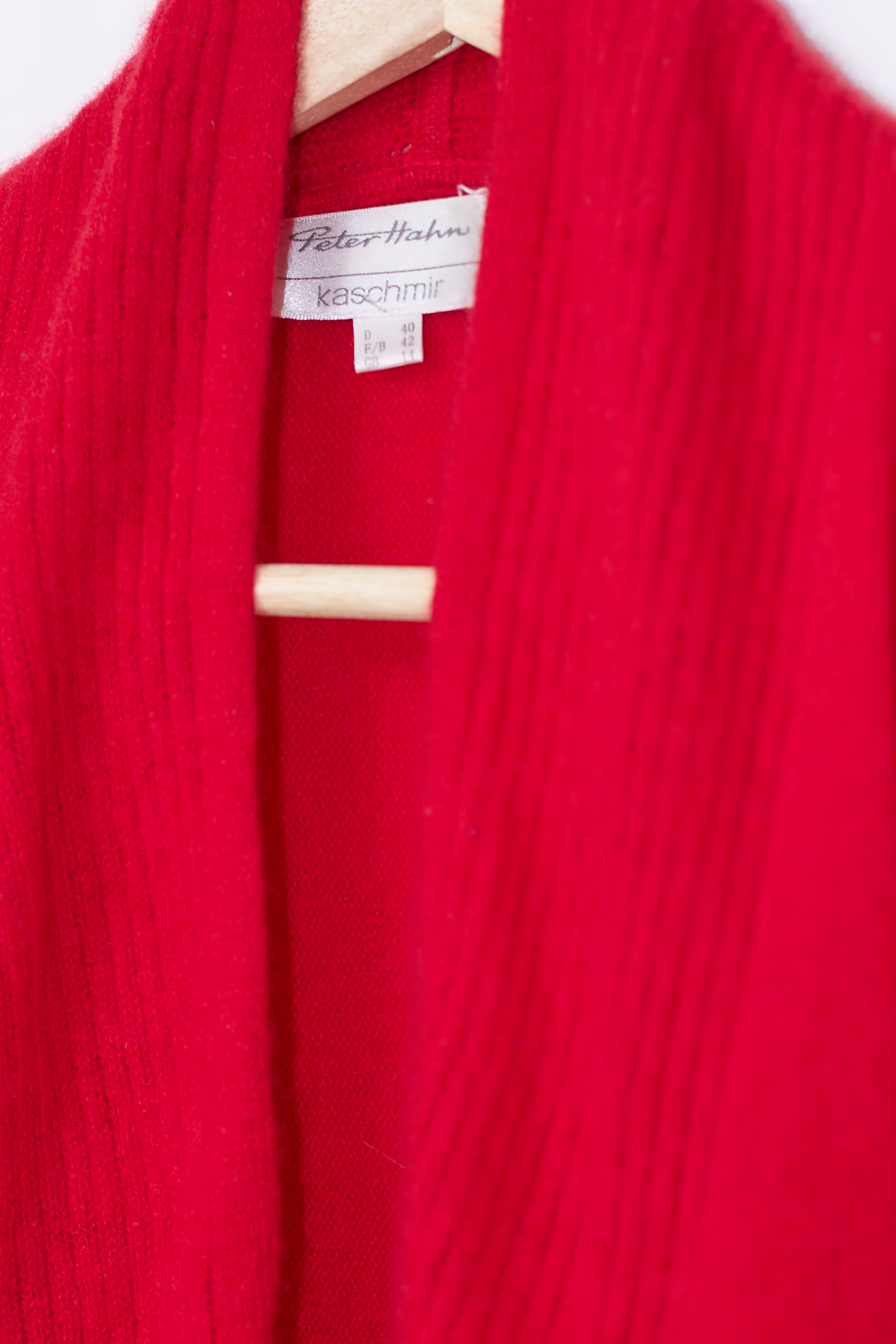 Cardigan Drapat din Cașmir 100% Roșu – Peter Hahn - M/L - imagine 3