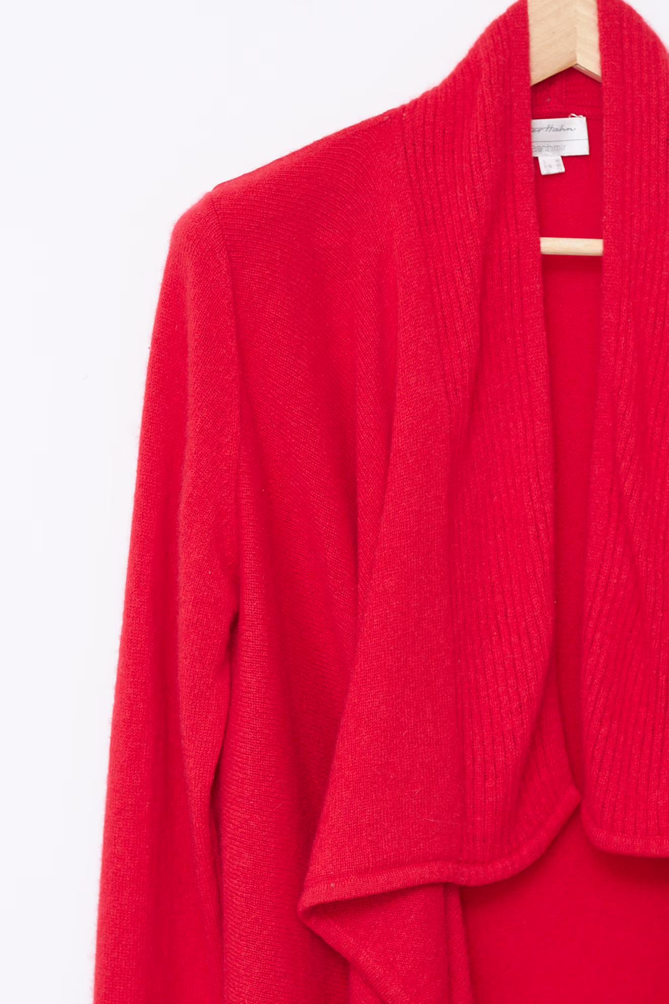 Cardigan Drapat din Cașmir 100% Roșu – Peter Hahn - M/L - imagine 4