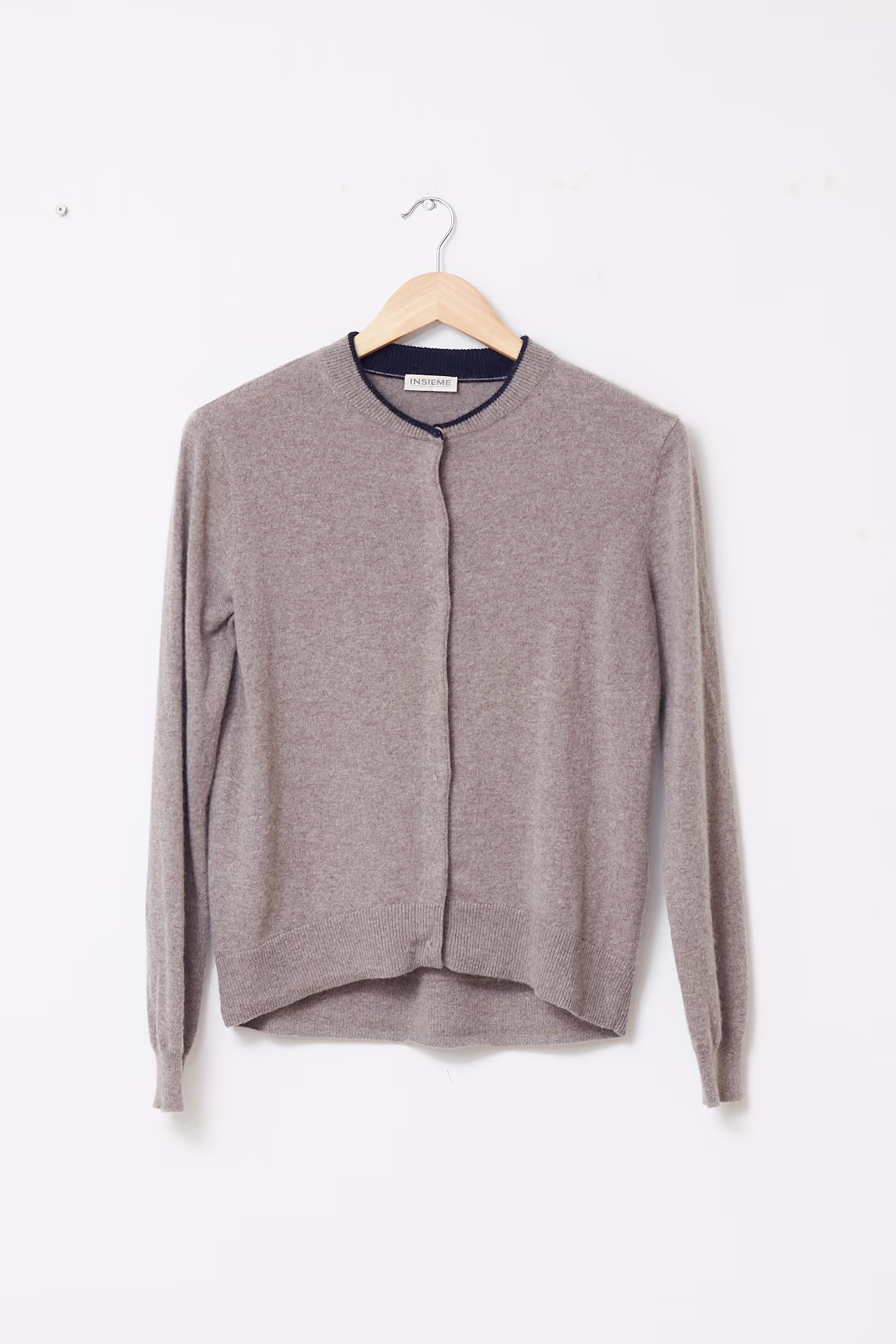 Cardigan Minimalist din 100% Cașmir Taupe - M